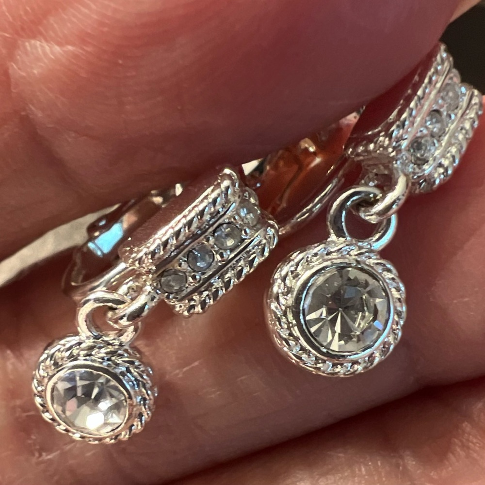 Napier Rhinestone Screw Back Parure Silver Tone Earrings